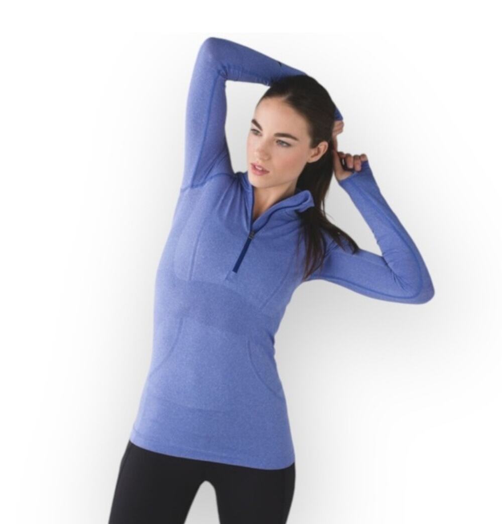 Lululemon Swiftly Tech 1/2 Zip Long Sleeve Heathered Blue Periwinkle Size 4